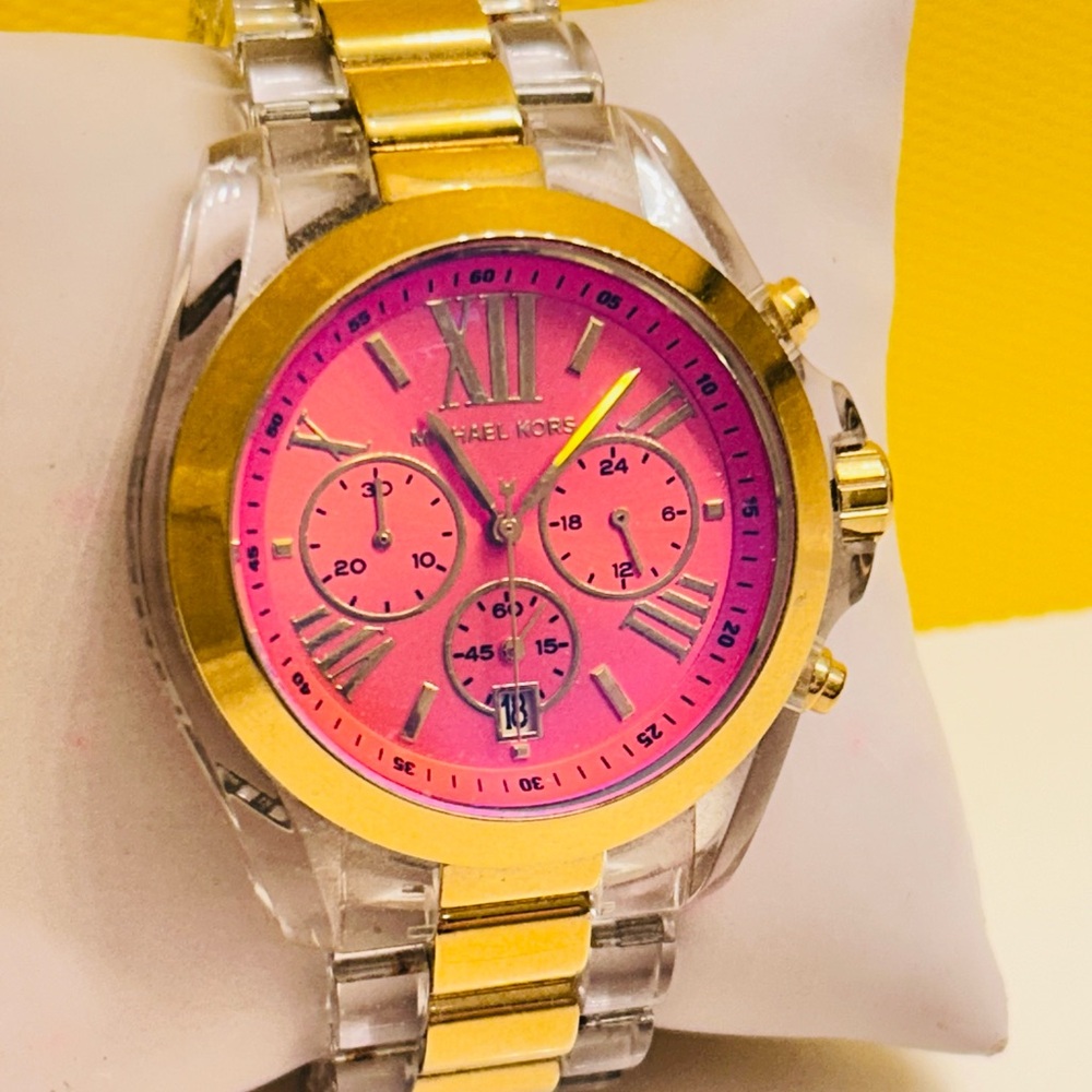 RARE Michael Kors Translucent Pink and Orange Watch